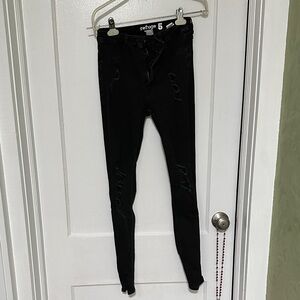 Refuge Jet Black Ripped Skinny Jeans